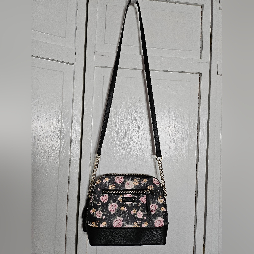 Floral Dome Style Faux Leather Crossbody
